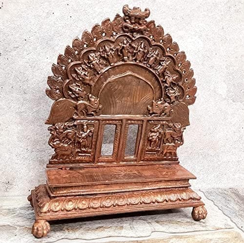 Searchers Paradise - Copper Idols Srinivasa Perumal ,Sridevi , Bhudevi with Dasavadhara Prabhavali,7.2 inches, Copper Handmade 1820 Grams, Patina Antique Finish, Pack of 1 Piece view 2