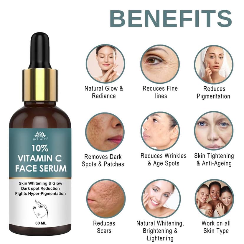 Intimify 10% Vitamin C Serum, anti acne serum, face serum, skin brightening serum, 30 ml view 4