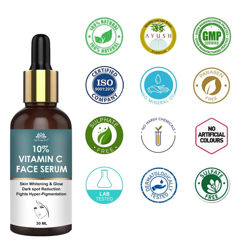 Intimify 10% Vitamin C Serum, anti acne serum, face serum, skin brightening serum, 30 ml view 6