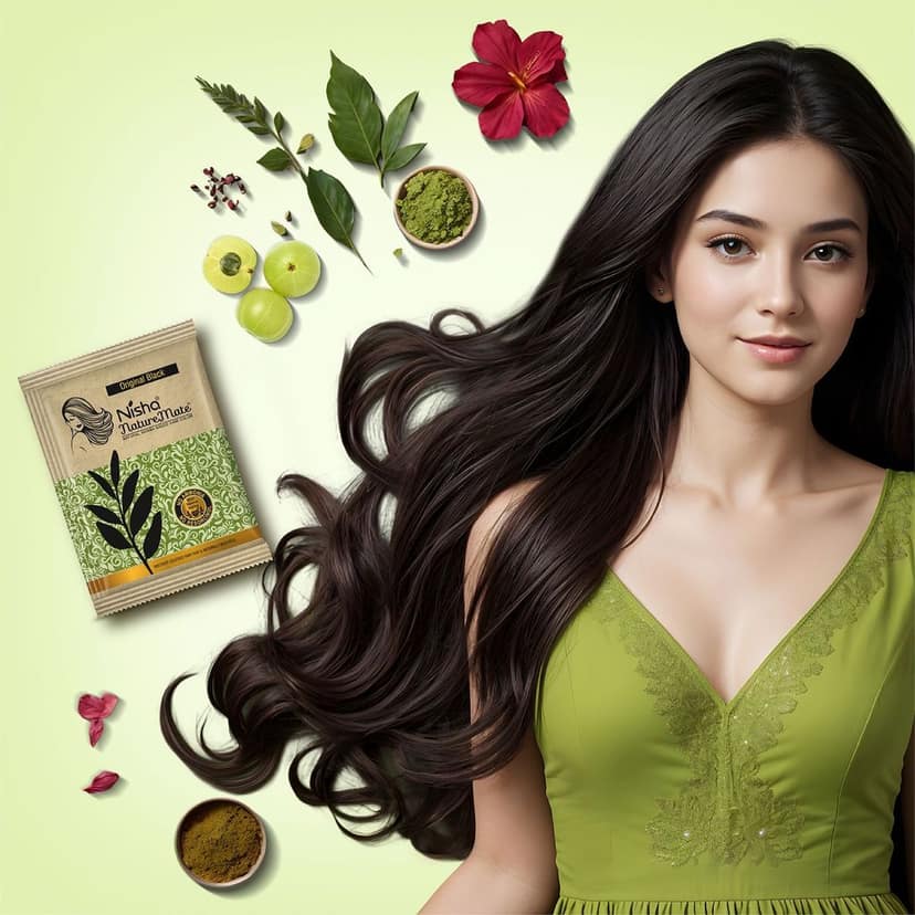 Nisha Nature Mate Henna Based Hair Colour Original Black 60gm Pack of 2, No Ammonia, No Resorcinol, 100% Grey Coverage view 8
