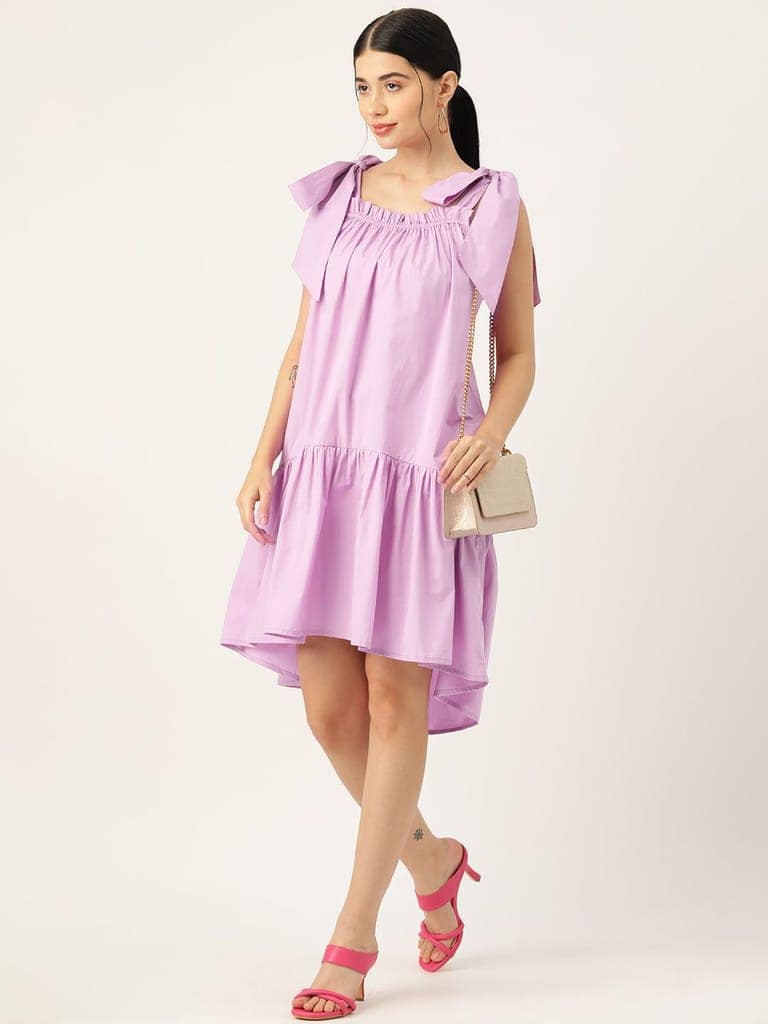 Solid Cotton A-line Dress view 5