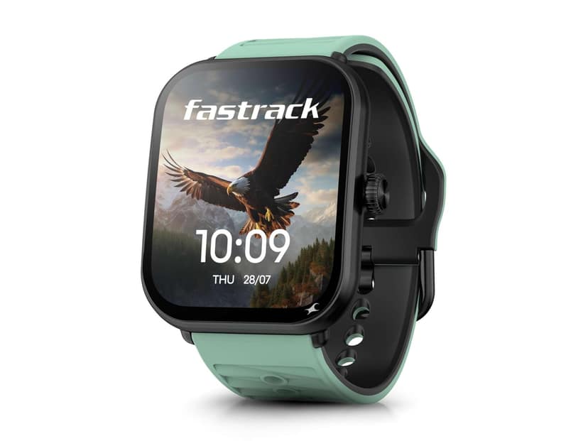 Fastrack MYND 1.93 AMOLED Display Smart Watch for Men & Women with AI Watch Faces, AI Chat - Black & Green