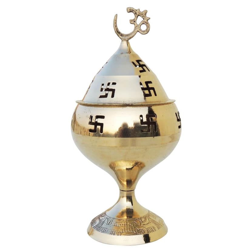 Brass Table Decor Oil Lamp Om Pakija Deepak - Elegant Deepak for Mandir Lighting, Height : 4.5 Inch (ZMAS164 F) view 2