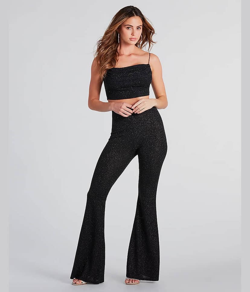 Addyvero Women Embellished Top With Trousers Co-Ord Set ( Black )