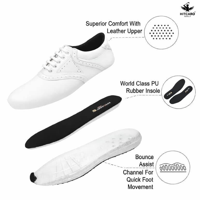 HITCARO Men Proffessional Leather Golf Shoes | Lace-Up | Phylon Sole |Waterproof | Comfortable | Breathable | Sports Shoes view 3