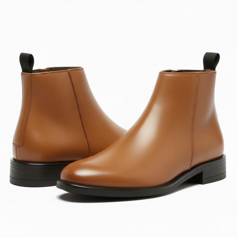 WUGO Premium Tan Chelsea Chain Boots for Men | Modern Slip-On Ankle Boots for Casual & Office Use view 2