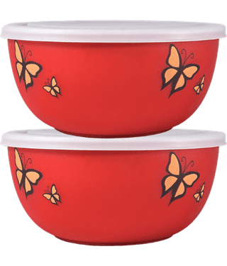 BOWLMAN Microwave Safe Bowl Steel Blue Food Container ( Set of 2 )