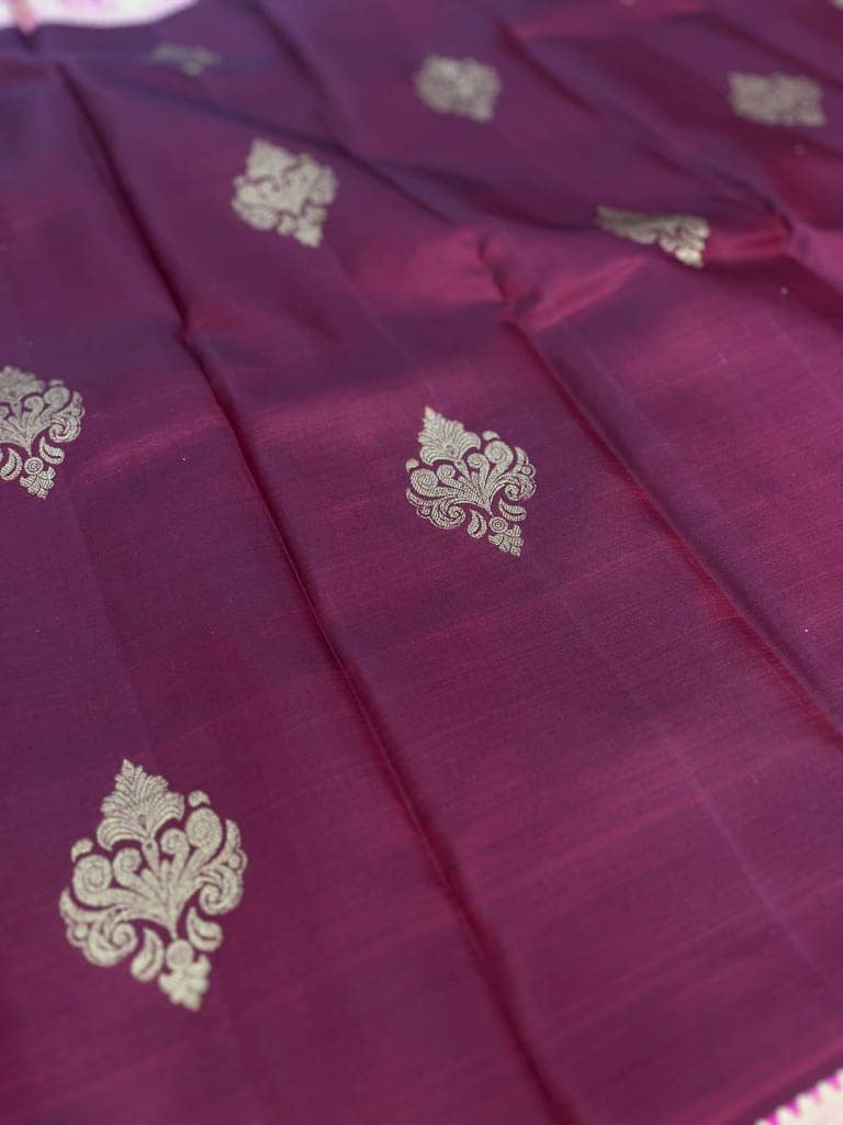 Honey Red Color Pure Silk Saree Has Beautiful Fancy Butta Design with Unstitched Blouse view 2