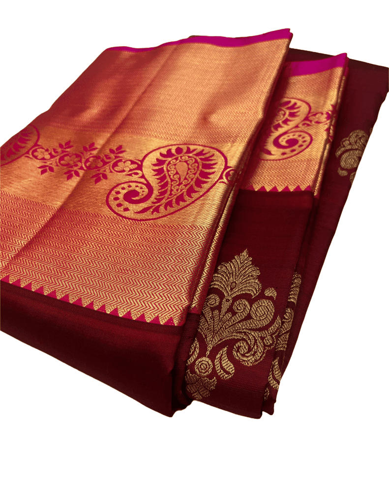 Honey Red Color Pure Silk Saree Has Beautiful Fancy Butta Design with Unstitched Blouse view 6