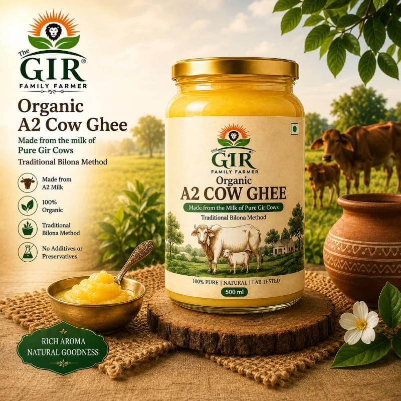 The Gir Family Farmer Organic A2 Cow Ghee (1 L) | Traditional Bilona Method | Pure & Wholesome Cooking view 2