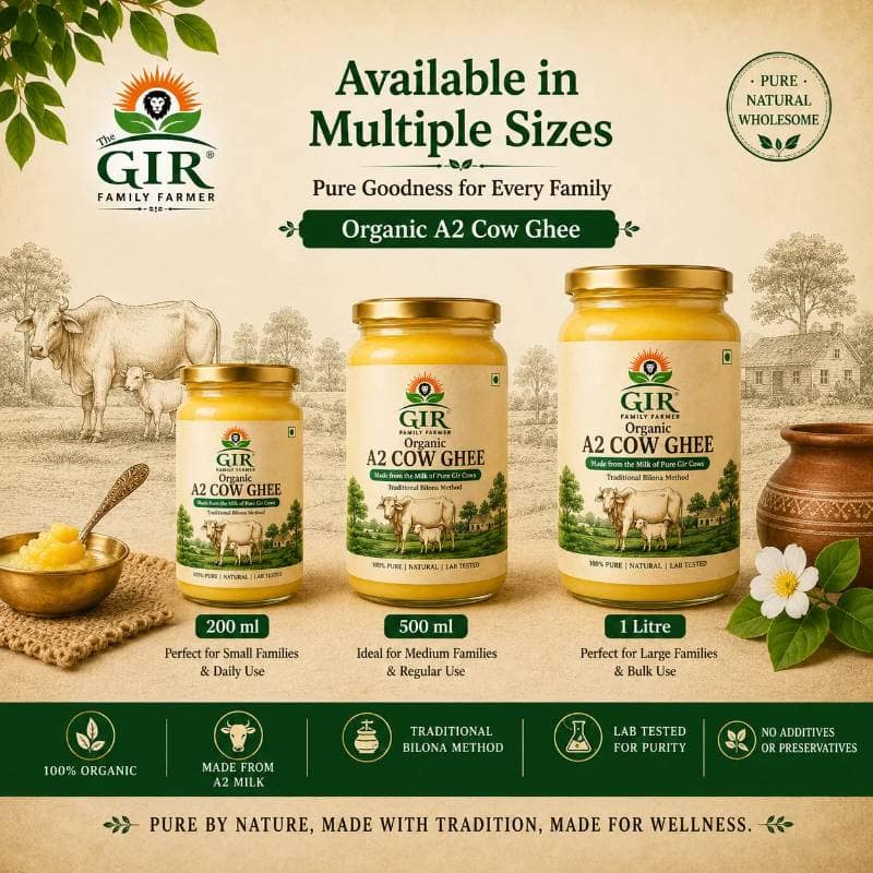 The Gir Family Farmer Organic A2 Cow Ghee (1 L) | Traditional Bilona Method | Pure & Wholesome Cooking view 5