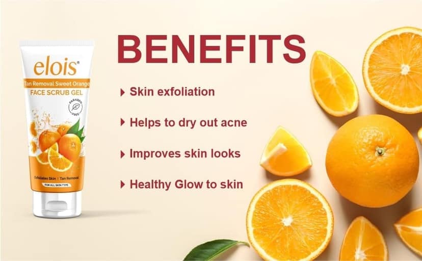 Elois Tan Removal Brightening & Revitalizing Face Scrub Gel with Vitamin C Suitable for All Skin Types | 100g view 3