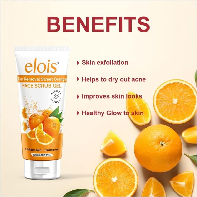 Elois Tan Removal Brightening & Revitalizing Face Scrub Gel with Vitamin C Suitable for All Skin Types | 100g view 5