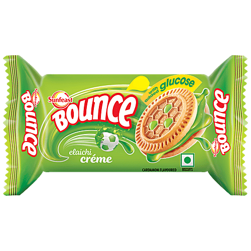 Sunfeast Bounce biscuits - Elaichi Creme Cookies, 6x30 g Multipack