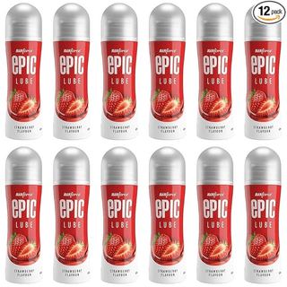 Manforce Epic Lube Strawberry Flavoured Lubrication Gel for Men & Women Water-Based Gel Skin-Friendly Safe to Use with Condoms 60ml x Pack of 12