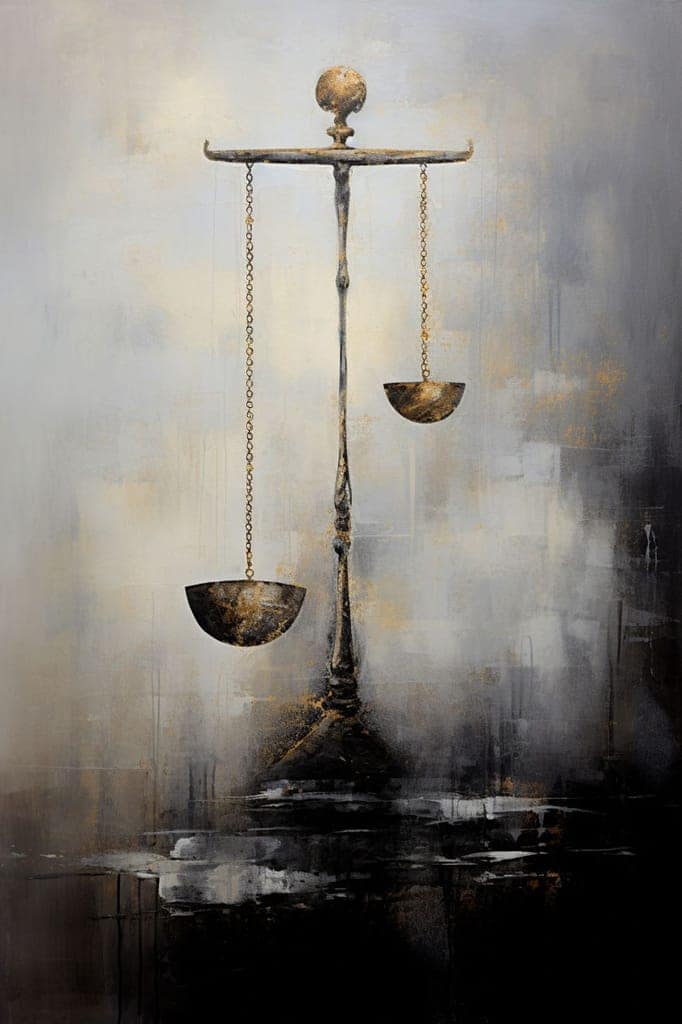 BALANCE SCALES OF JUSTICE CANVAS WALL ART PRINT 16in X 24in WITH BLACK FRAME view 2