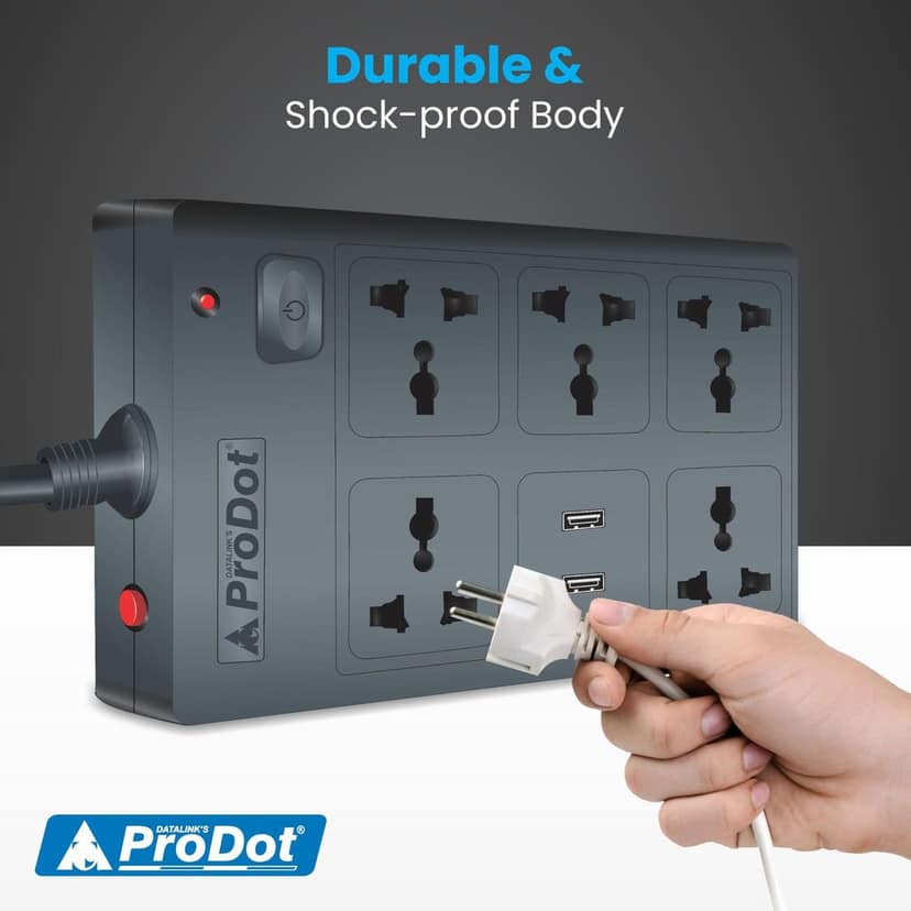 PRODOT Power Spike Guard, Strip Surge Protector with Master Switch and 6 Outlets, Heavy Duty Extension Cord for Home, Office, Travel & Phone Charging view 7