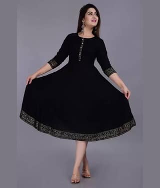 Smien - Olive Rayon Women's Anarkali Kurti ( Pack of 1 )