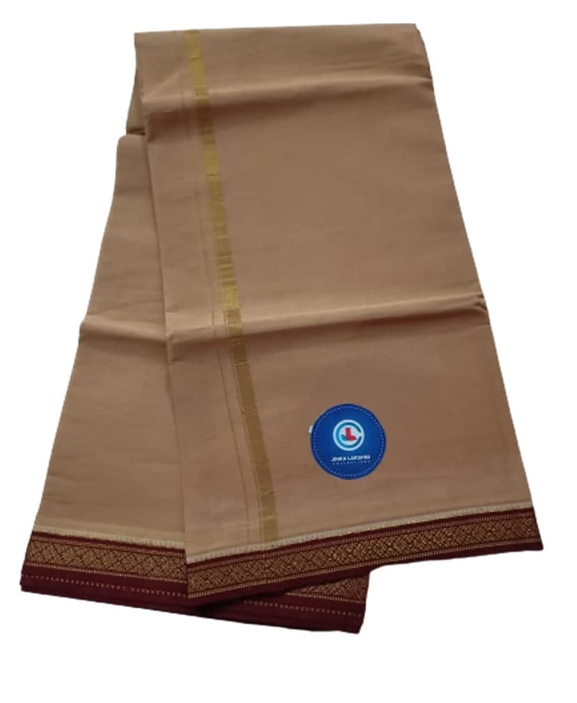 Jinka Lakshmi Collections 100% Handloom Cotton Dhoti With Border Up and Down 4 Meters Unstitched Pack of 2 (Multicolor-4) view 4