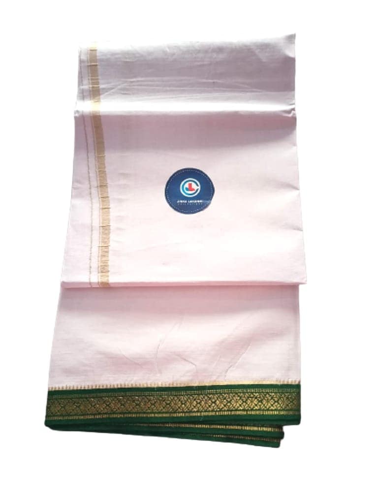 Jinka Lakshmi Collections 100% Handloom Cotton Dhoti With Border Up and Down 4 Meters Unstitched Pack of 2 (Multicolor-4) view 9
