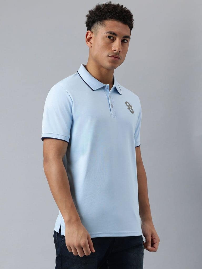Men Sky Regular Fit Polo Neck T-Shirt view 6