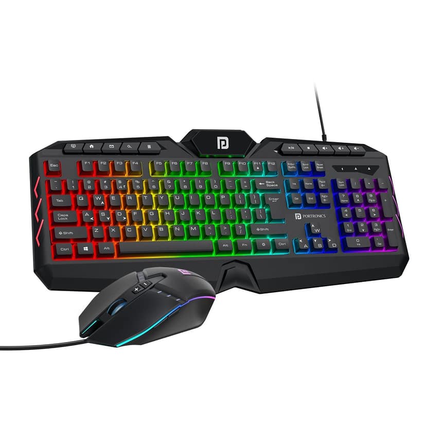 Portronics Ki-Pad 5 Wired Gaming Keyboard Mouse Combo, 7-Button Mouse Control, Anti-Ghosting - Black