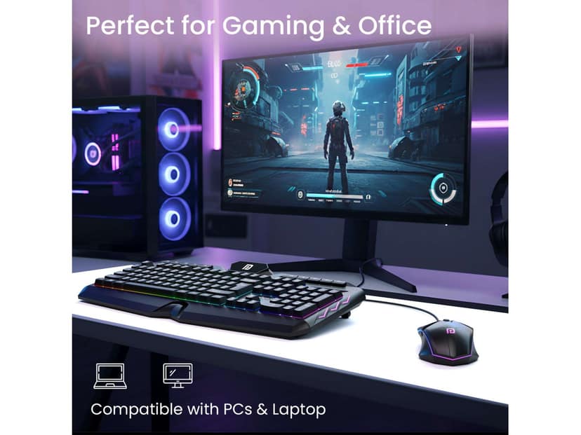 Portronics Ki-Pad 5 Wired Gaming Keyboard Mouse Combo, 7-Button Mouse Control, Anti-Ghosting - Black view 3