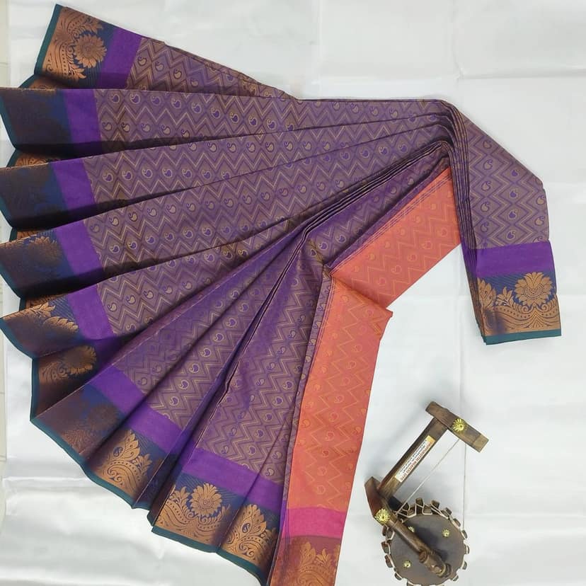 Silk Cotton Saree with Blouse view 2
