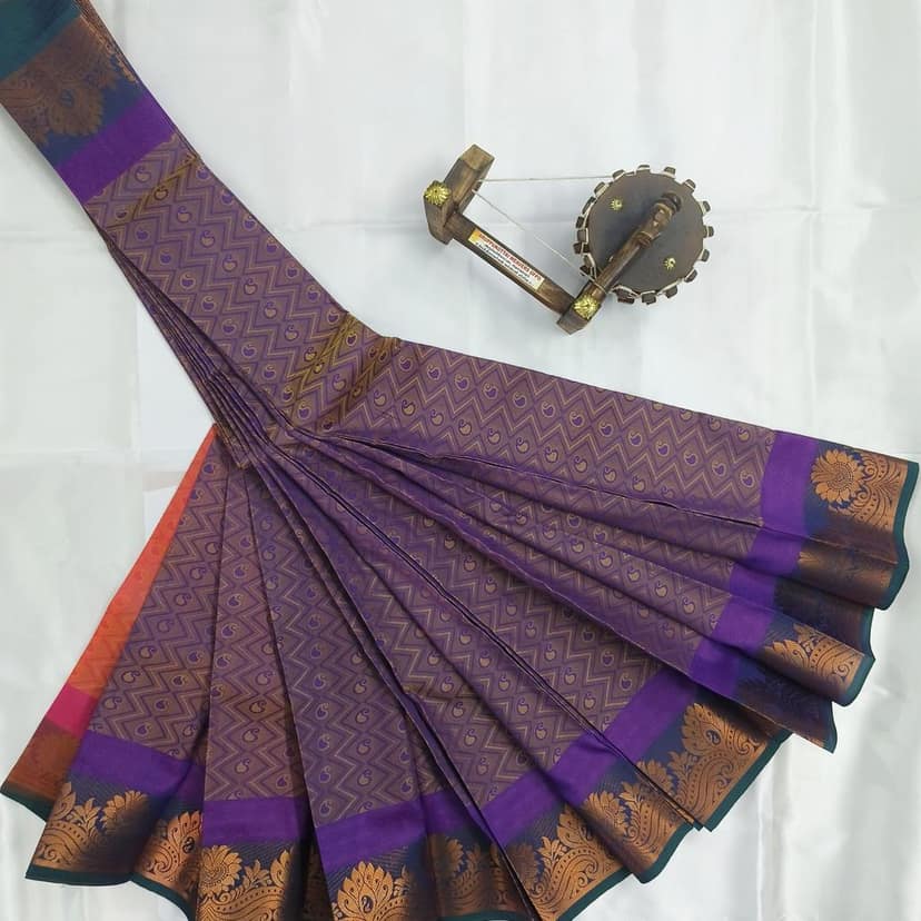 Silk Cotton Saree with Blouse view 4