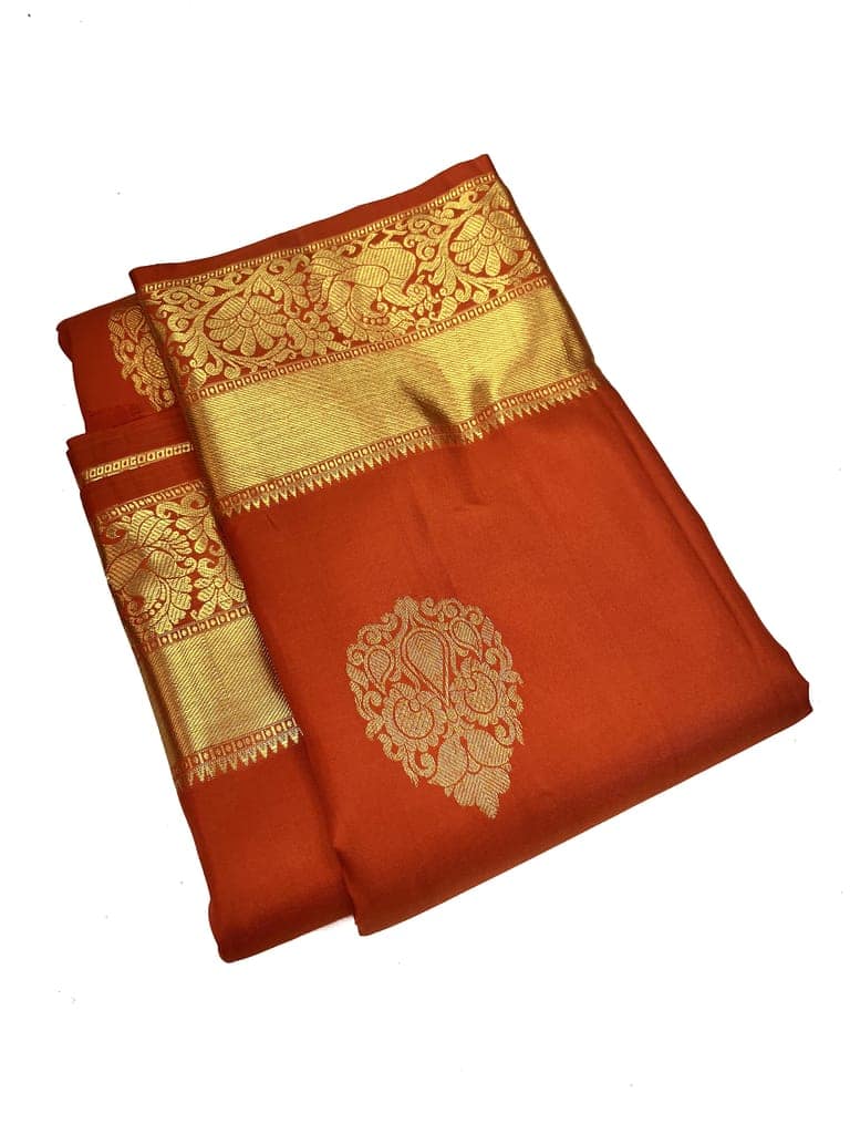 Light Red Color Pure Kanjivaram Silk Saree view 2