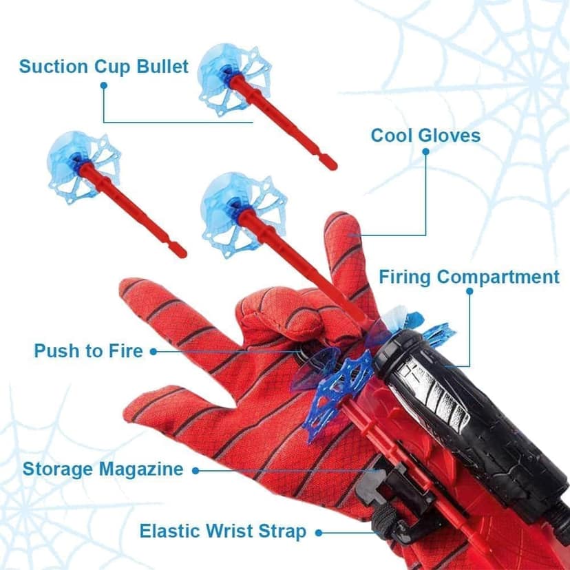Planet of Toys Spider Web Shooters Toy for Kids SuperHero Wrist Web Launcher Set for Kids | Sticky Wall Soft Bomb Super Hero Cosplay Set for Kids view 2