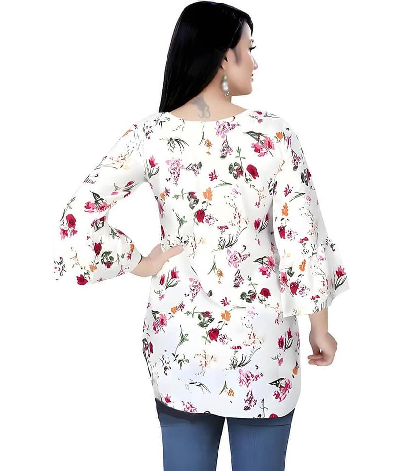 ZELZIS Women's Crepe Tunic ( Off White ) view 2