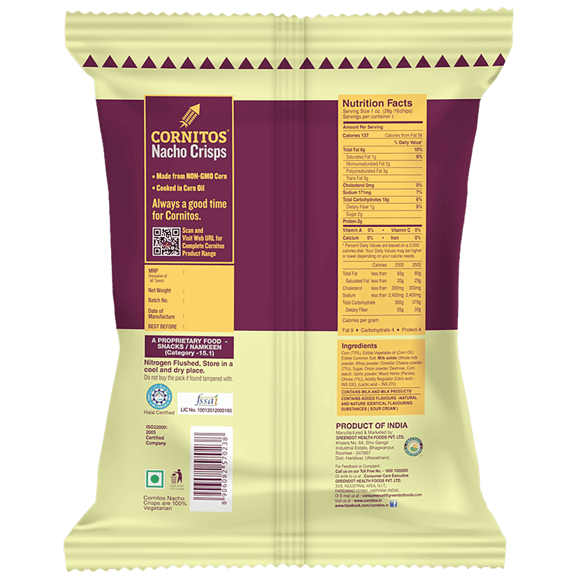 Cornitos Nacho Chips - Cheesy Sour Cream & Onion, 150 G view 2