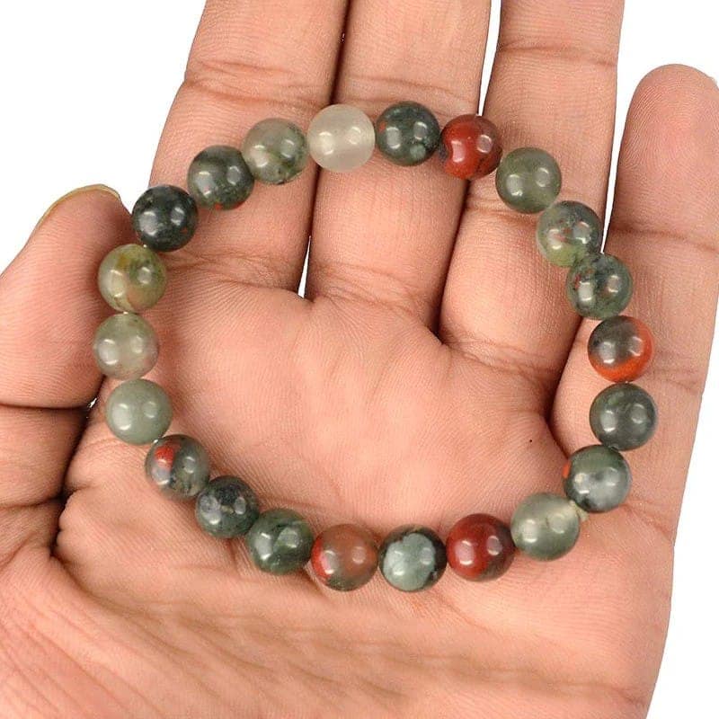 Ekdant Natural Bloodstone Bracelet 8 mm Beads Bracelet Round Shape for Reiki Healing and Crystal Healing Stone Semi Precious Gemstones Stretchable Bracelet view 3