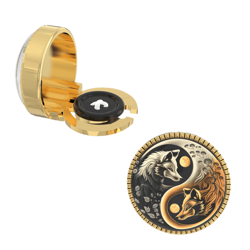 The Smart Buttons - Shirt Button Cover Cufflinks for Men - Wolf Ying-Yang view 7