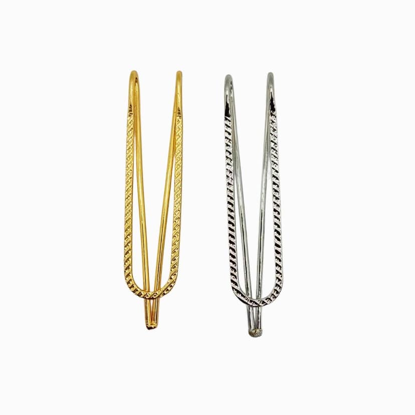 Shall Pins (4 Golden + 4 Silver) 8 Pieces - 4.8 cm Length - Multi-Purpose Metal Pins for Girls and Women- U Shape Clip for Saree - Dupatta - Hijab and Chunari