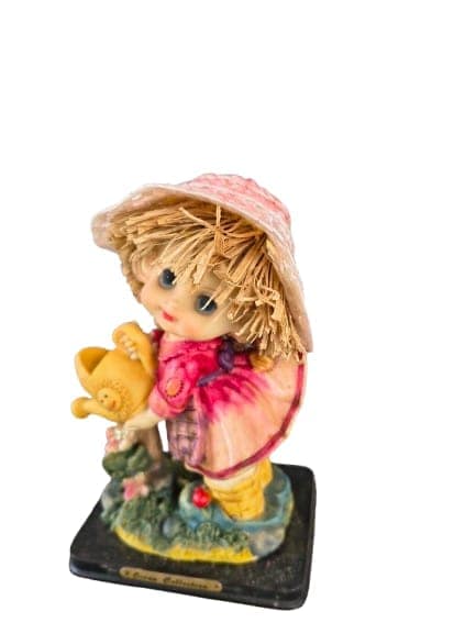 Ocean Collection Resin Girl Figurine With Watering Can & Flowers