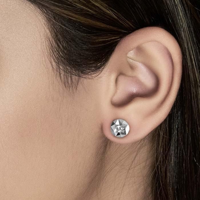 Silver Gemisphere Earrings view 2