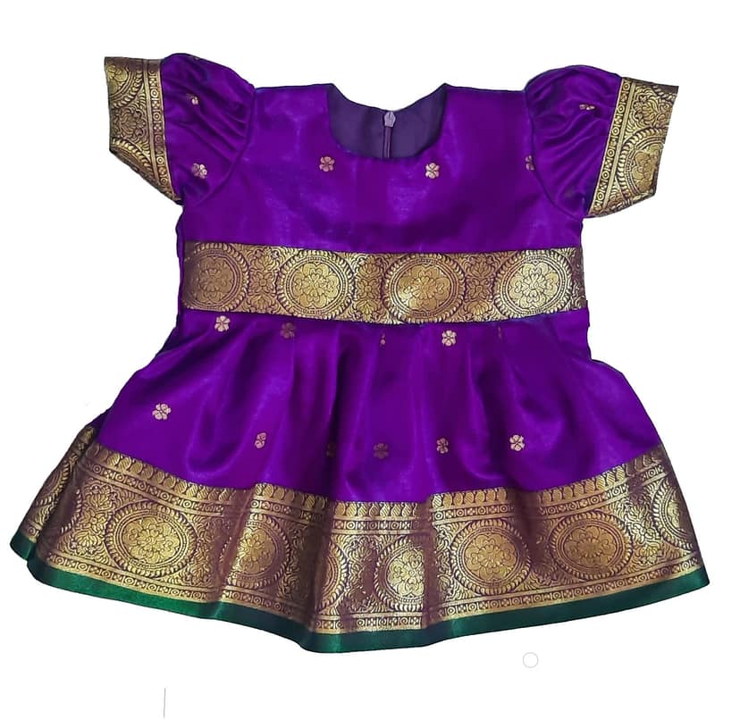 LUSTER Silk Satin Frock (Month 0-6, 6-12, 12-18) (2-3 Years, Purple)