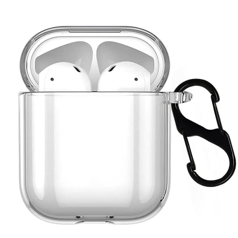 LIRAMARK Silicone Soft Case Cover with Buckle for AirPods 1 & 2, Apple airpods 1st and 2nd Generation case (Transparent) view 5