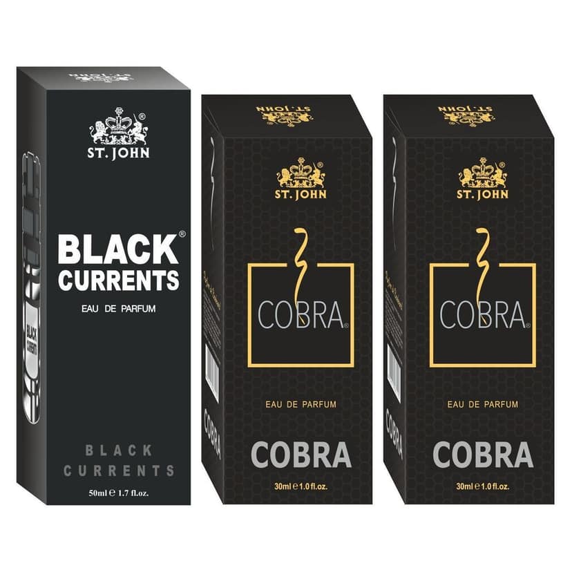 ST-JOHN Cobra 30ml Pack of 2 & Black Current 50ml Body Perfume Combo Gift Pack Eau de Parfum - 110 ml (For Men & Women)