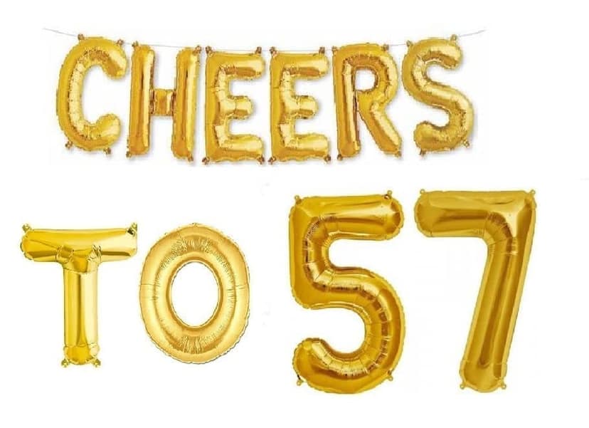 Partyzon Gold Cheers to Birthday Foil Balloon Combo Party Decoration for Anniversary Celebration 16 Inches