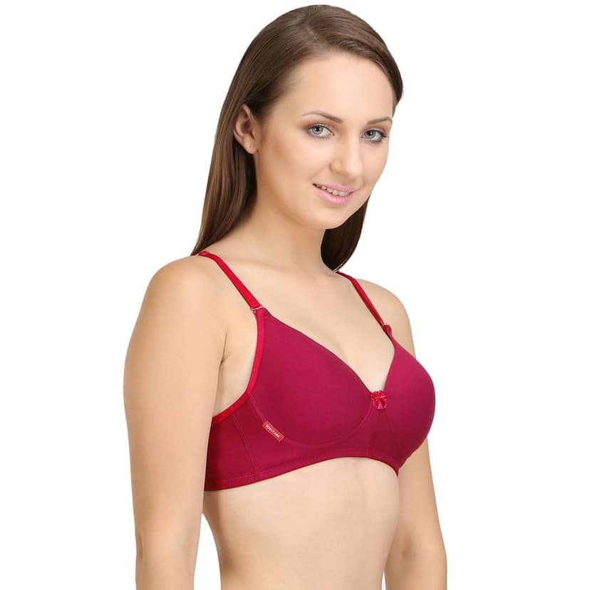 Bodycare Cotton Spandex Padded Non wired Tshirt Bra-Pack of 3 view 5