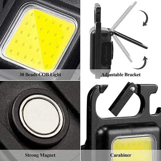 Rechargeable COB LED Work Light with Clip, Hook, USB Charging & Portable Stand view 3