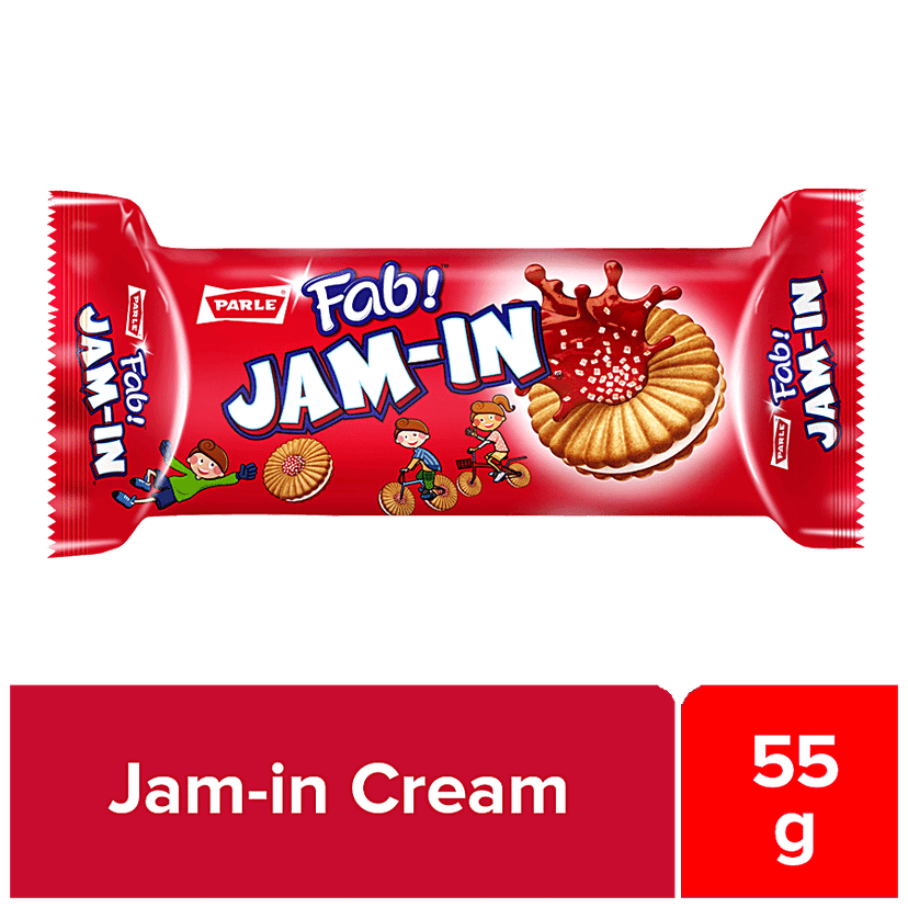 Parle Fab Jam-In Cream Biscuits, 55 g Pouch
