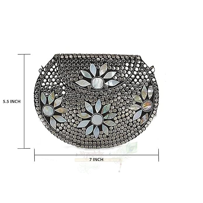 Shakuntala Textiles Bridal Women's Antique Brass Purse Ethnic Handmade Metal Clutch Bag view 3