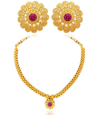 LUV FASHION White Brass Necklace Set ( Pack of 1 )