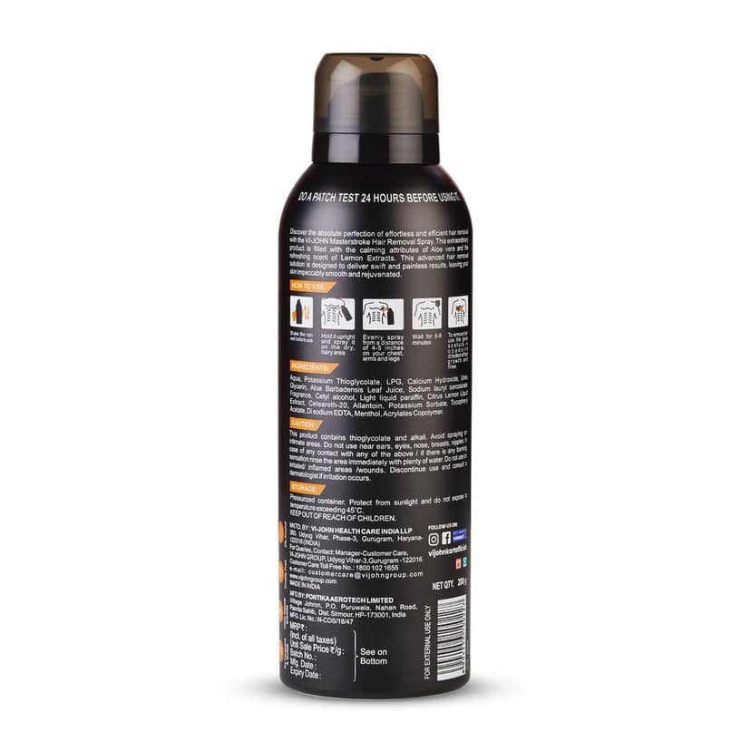 VI-JOHN Master Stroke Painless Hair Removal Spray For Chest, Arms and Legs (Men & Women) Spray (400 g) view 3