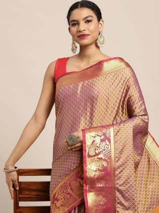 Women's Pure Banarasi Silk Woven Saree With Unstiched Blouse Piece