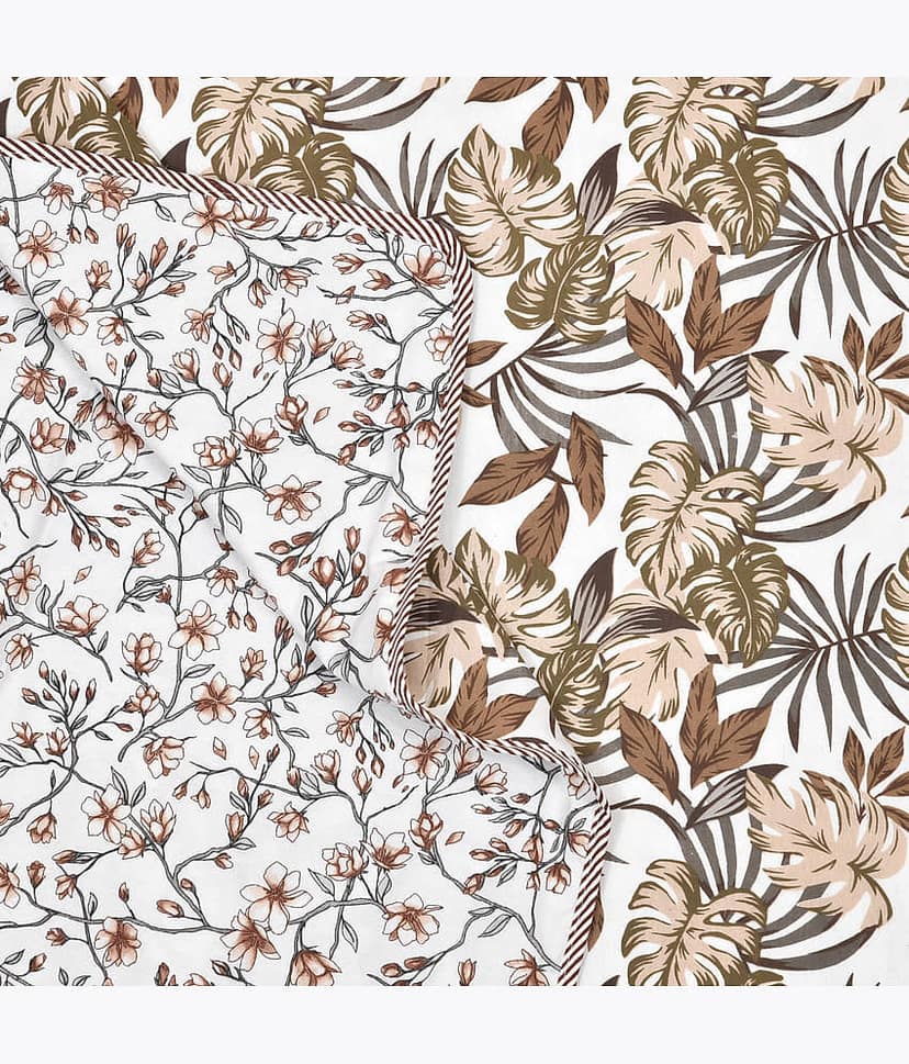 COZYKO Cotton Printed Double Bed Dohar - Beige ( ) view 2